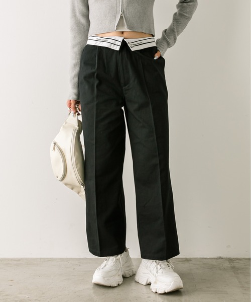 OLIVE des OLIVE(オリーブデオリーブ)の「マーベルトスラックスパンツ 1032020030(スラックス・レディース・キャメル/ピンク/ブラック系その他/チャコールグレー/ブラック/ストライプ・FREE)」の18枚目の写真