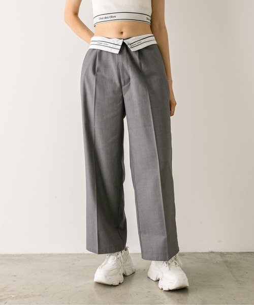 OLIVE des OLIVE(オリーブデオリーブ)の「マーベルトスラックスパンツ 1032020030(スラックス・レディース・キャメル/ピンク/ブラック系その他/チャコールグレー/ブラック/ストライプ・FREE)」の8枚目の写真