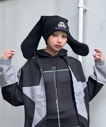 GALFY | ストリートファッション GALFY ガルフィー 犬たれ耳ニット帽 秋服 ロゴ 帽子 ビーニー ロゴニット帽 耳付き帽子(ニットキャップ/ビーニー)