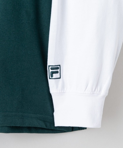 FILA（フィラ）の「【FILA/フィラ】フェイクレイヤード　胸ワンポイント刺繍　ロンT ドロップショルダー ストリート ビッグシルエット（Tシャツ/カットソー・メンズ・ライトベージュ/ダークグリーン/ブラック・MEDIUM/LARGE/X-LARGE）」の17枚目の写真