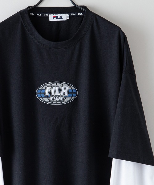 FILA（フィラ）の「【FILA/フィラ】フェイクレイヤード　胸ワンポイント刺繍　ロンT ドロップショルダー ストリート ビッグシルエット（Tシャツ/カットソー・メンズ・ライトベージュ/ダークグリーン/ブラック・MEDIUM/LARGE/X-LARGE）」の11枚目の写真