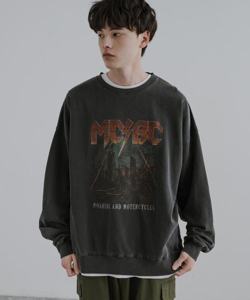 Rocky Monroe（ロッキーモンロー）の「オーバーサイズ裏起毛ピグメントスウェットトレーナー（スウェット・メンズ・ライトブラック/ダークブラック/ブラック・L/M）」の21枚目の写真