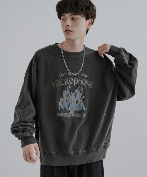 Rocky Monroe（ロッキーモンロー）の「オーバーサイズ裏起毛ピグメントスウェットトレーナー（スウェット・メンズ・ライトブラック/ダークブラック/ブラック・L/M）」の17枚目の写真