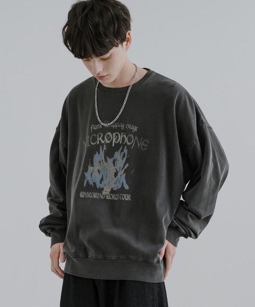 Rocky Monroe（ロッキーモンロー）の「オーバーサイズ裏起毛ピグメントスウェットトレーナー（スウェット・メンズ・ライトブラック/ダークブラック/ブラック・L/M）」の18枚目の写真