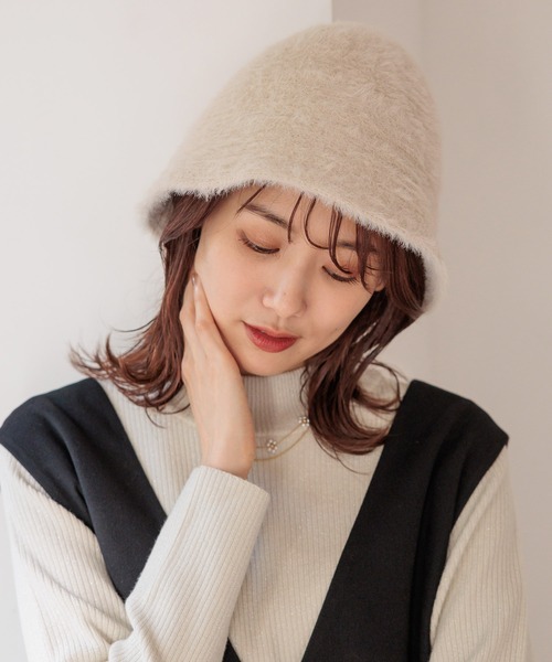 GLOBAL WORK（グローバルワーク）の「抗菌防臭シャギーハット/975548（ハット・レディース・オフホワイト/ブラック/ベージュ・FREE）」の2枚目の写真