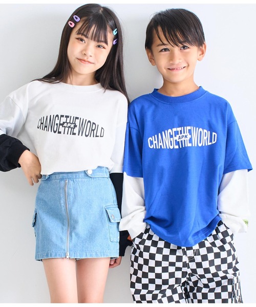 ANAP kids（アナップキッズ）の「APK袖レイヤード裏毛トップス（スウェット・キッズ・ブラック/ブルー/ホワイト・130cm/110cm/120cm）」の3枚目の写真