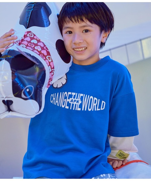 ANAP kids（アナップキッズ）の「APK袖レイヤード裏毛トップス（スウェット・キッズ・ブラック/ブルー/ホワイト・130cm/110cm/120cm）」の4枚目の写真