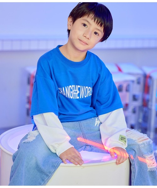 ANAP kids（アナップキッズ）の「APK袖レイヤード裏毛トップス（スウェット・キッズ・ブラック/ブルー/ホワイト・130cm/110cm/120cm）」の5枚目の写真