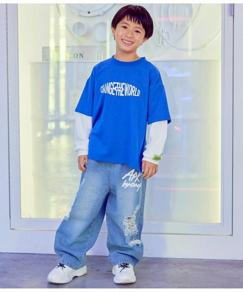 ANAP kids（アナップキッズ）の「APK袖レイヤード裏毛トップス（スウェット・キッズ・ブラック/ブルー/ホワイト・130cm/110cm/120cm）」の9枚目の写真