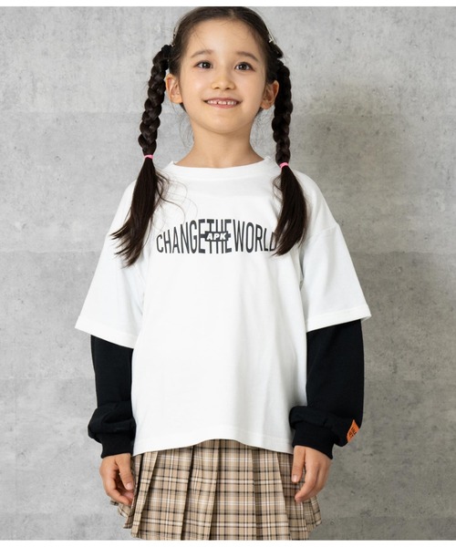 ANAP kids（アナップキッズ）の「APK袖レイヤード裏毛トップス（スウェット・キッズ・ブラック/ブルー/ホワイト・130cm/110cm/120cm）」の12枚目の写真