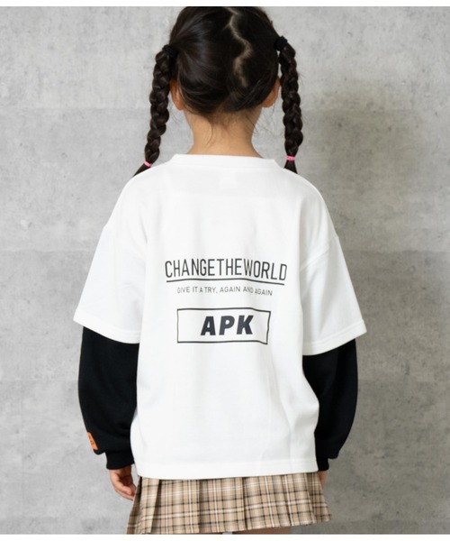 ANAP kids（アナップキッズ）の「APK袖レイヤード裏毛トップス（スウェット・キッズ・ブラック/ブルー/ホワイト・130cm/110cm/120cm）」の14枚目の写真