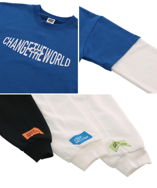 ANAP kids（アナップキッズ）の「APK袖レイヤード裏毛トップス（スウェット・キッズ・ブラック/ブルー/ホワイト・130cm/110cm/120cm）」の20枚目の写真