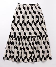 Settimissimo | 幾何学柄 フロッキープリント ギャザーフレアスカート(スカート)
