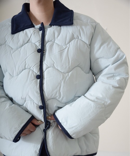 ibeul_（イベール）の「衿配色キルティングジャケット（ダウン