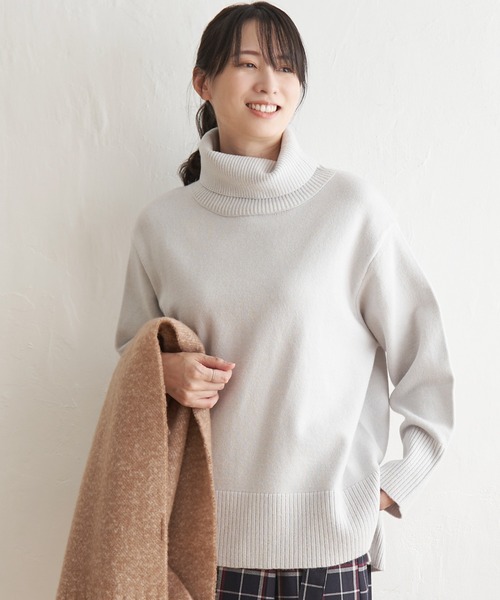 ◆A95 新品 定価50,600円 WAAC ワック ゴルフ ハーフタートルネックセーター【M】ネイビー系 ウィンターハウンズトゥース 防風 Man ブラウン T15 ウール タートルネック プルーオーバー