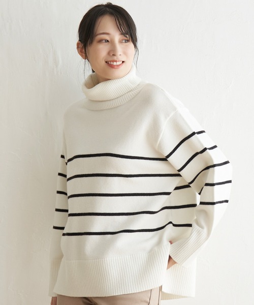 ikka(イッカ)の「ワイドタートルネックニットプルオーバー(ニット/セーター・レディース・ブラック/オフホワイト/イエロー/ライトグレー・S/L/M)」の21枚目の写真