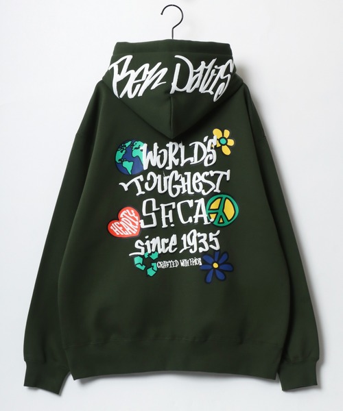 BEN DAVIS（ベンデイビス）の「BEN DAVIS/ベンデイビス GRATEFUL HOODIE/オーバーサイズ 裏起毛 バックプリント ロゴ ワンポイント スウェット パーカー（パーカー・メンズ・オートミール/グリーン/ブラック・M/L/XL）」の12枚目の写真