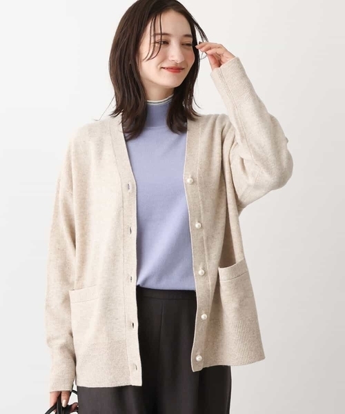 MK MICHEL KLEIN(エムケーミッシェルクラン)の「airwoolニットカーディガン(カーディガン/ボレロ・レディース・ピンク/ネイビー/ベージュ・38)」の2枚目の写真