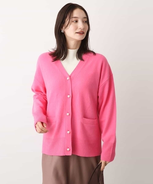 MK MICHEL KLEIN(エムケーミッシェルクラン)の「airwoolニットカーディガン(カーディガン/ボレロ・レディース・ピンク/ネイビー/ベージュ・38)」の1枚目の写真
