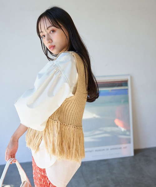 VIS(ビス)の「フリンジニットベスト(ベスト・レディース・ベージュ系その他/オフホワイト/カーキ・FREE)」の16枚目の写真