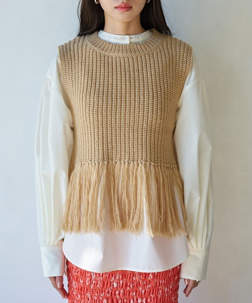 VIS(ビス)の「フリンジニットベスト(ベスト・レディース・ベージュ系その他/オフホワイト/カーキ・FREE)」の17枚目の写真