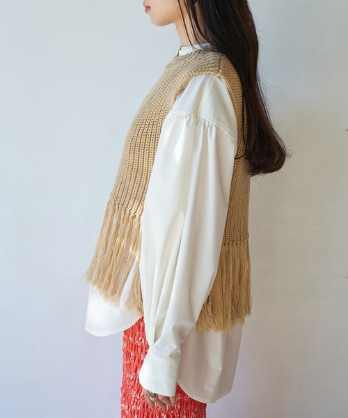 VIS(ビス)の「フリンジニットベスト(ベスト・レディース・ベージュ系その他/オフホワイト/カーキ・FREE)」の18枚目の写真