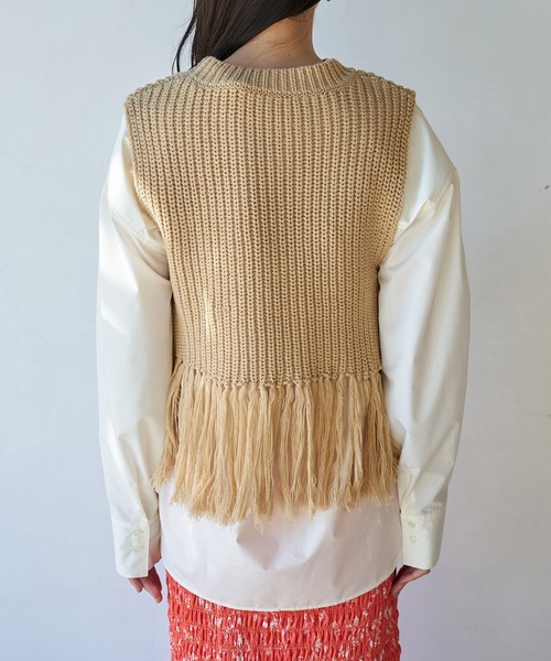 VIS(ビス)の「フリンジニットベスト(ベスト・レディース・ベージュ系その他/オフホワイト/カーキ・FREE)」の19枚目の写真