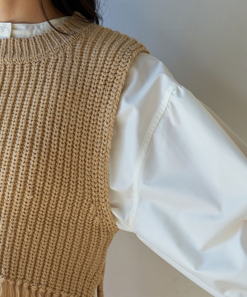 VIS(ビス)の「フリンジニットベスト(ベスト・レディース・ベージュ系その他/オフホワイト/カーキ・FREE)」の21枚目の写真