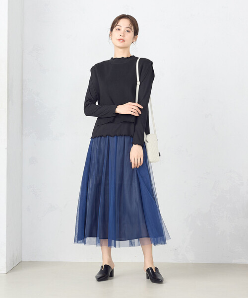 COMME CA ISM(コムサイズム)の「サイドリボンニットベスト(ベスト・レディース・チャコール/ブラック/ホワイト/エメラルド・FREE)」の8枚目の写真