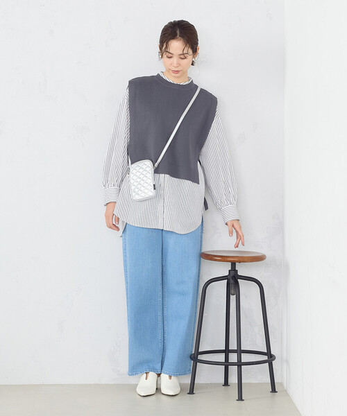 COMME CA ISM(コムサイズム)の「サイドリボンニットベスト(ベスト・レディース・チャコール/ブラック/ホワイト/エメラルド・FREE)」の10枚目の写真