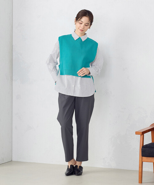 COMME CA ISM(コムサイズム)の「サイドリボンニットベスト(ベスト・レディース・チャコール/ブラック/ホワイト/エメラルド・FREE)」の12枚目の写真