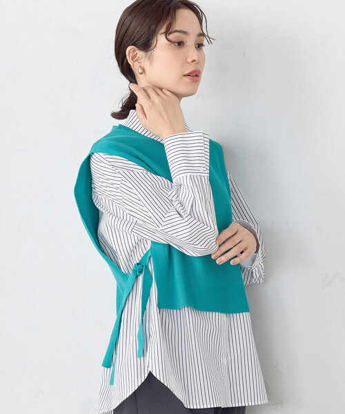 COMME CA ISM(コムサイズム)の「サイドリボンニットベスト(ベスト・レディース・チャコール/ブラック/ホワイト/エメラルド・FREE)」の14枚目の写真