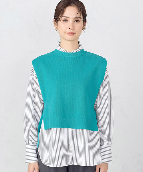 COMME CA ISM(コムサイズム)の「サイドリボンニットベスト(ベスト・レディース・チャコール/ブラック/ホワイト/エメラルド・FREE)」の15枚目の写真