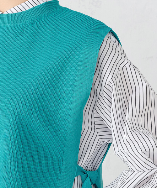 COMME CA ISM(コムサイズム)の「サイドリボンニットベスト(ベスト・レディース・チャコール/ブラック/ホワイト/エメラルド・FREE)」の19枚目の写真