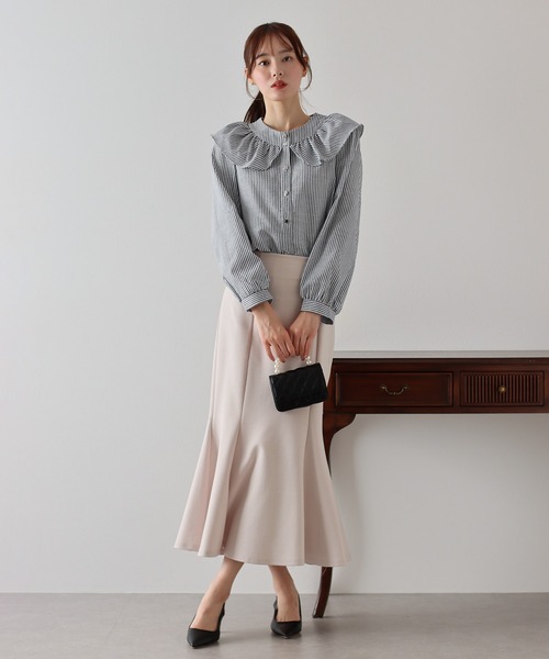 BLUEEAST（ブルーイースト）の「ビッグカラーストライプブラウス（シャツ/ブラウス・レディース・ブラック/ブルー・MEDIUM）」の8枚目の写真