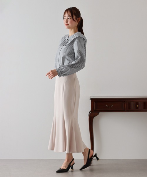 BLUEEAST（ブルーイースト）の「ビッグカラーストライプブラウス（シャツ/ブラウス・レディース・ブラック/ブルー・MEDIUM）」の9枚目の写真