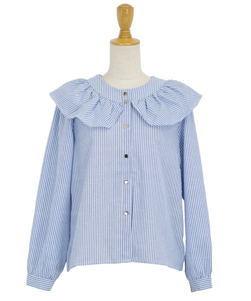 BLUEEAST（ブルーイースト）の「ビッグカラーストライプブラウス（シャツ/ブラウス・レディース・ブラック/ブルー・MEDIUM）」の21枚目の写真