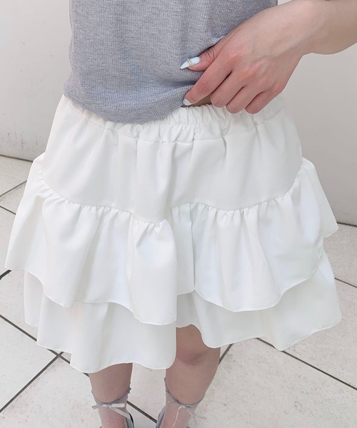 SHEPP（シープ）の「ティアード ミニ フレアスカート（スカート・レディース・ホワイト/ブラック・S/L/M）」の15枚目の写真