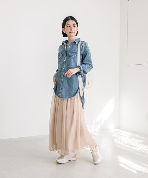 RIVE DROITE（リヴドロワ）の「手洗い可能/シアーグロッシースカート（スカート・レディース・カーキ/モカ/ベージュ・FREE）」の12枚目の写真