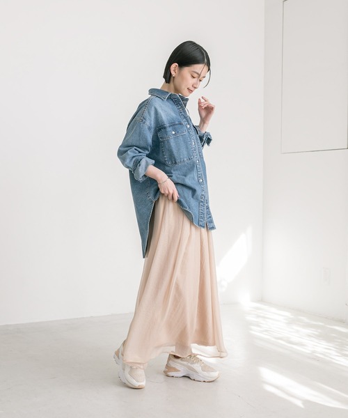 RIVE DROITE（リヴドロワ）の「手洗い可能/シアーグロッシースカート（スカート・レディース・カーキ/モカ/ベージュ・FREE）」の13枚目の写真