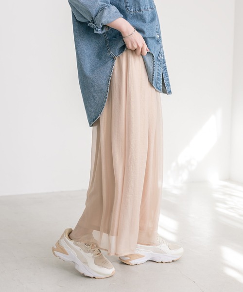 RIVE DROITE（リヴドロワ）の「手洗い可能/シアーグロッシースカート（スカート・レディース・カーキ/モカ/ベージュ・FREE）」の19枚目の写真