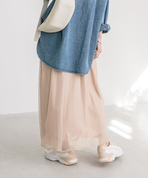 RIVE DROITE（リヴドロワ）の「手洗い可能/シアーグロッシースカート（スカート・レディース・カーキ/モカ/ベージュ・FREE）」の14枚目の写真