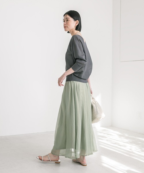 RIVE DROITE（リヴドロワ）の「手洗い可能/シアーグロッシースカート（スカート・レディース・カーキ/モカ/ベージュ・FREE）」の20枚目の写真