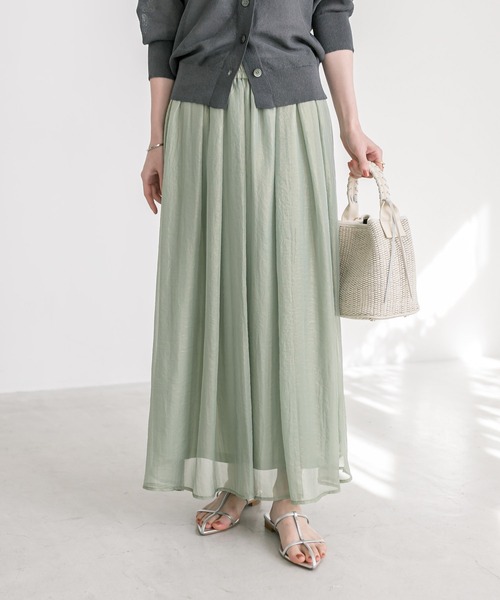 RIVE DROITE（リヴドロワ）の「手洗い可能/シアーグロッシースカート（スカート・レディース・カーキ/モカ/ベージュ・FREE）」の21枚目の写真