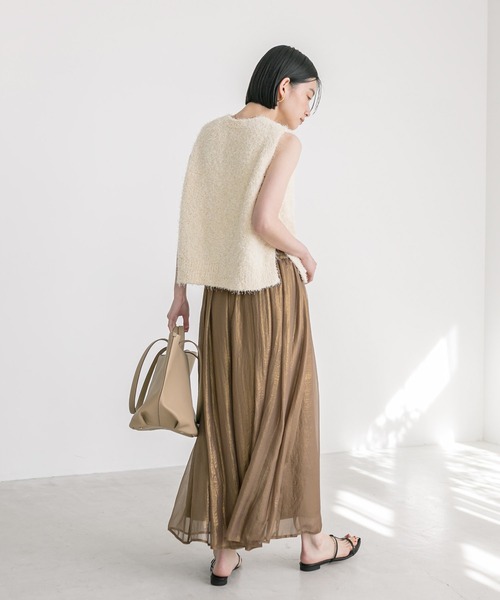RIVE DROITE（リヴドロワ）の「手洗い可能/シアーグロッシースカート（スカート・レディース・カーキ/モカ/ベージュ・FREE）」の9枚目の写真