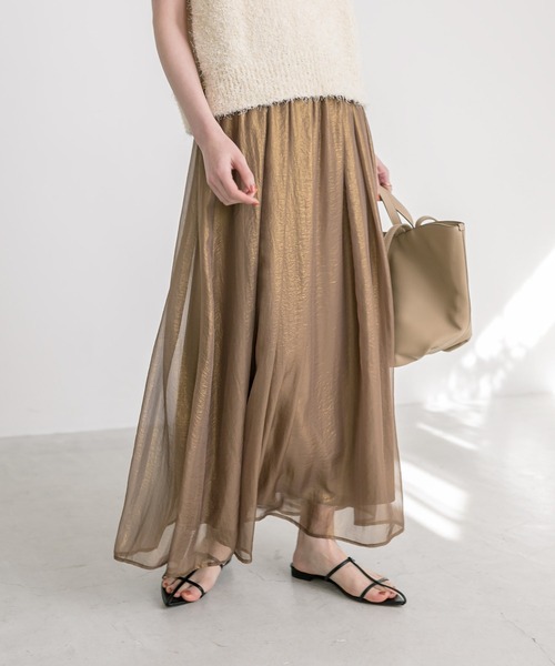 RIVE DROITE（リヴドロワ）の「手洗い可能/シアーグロッシースカート（スカート・レディース・カーキ/モカ/ベージュ・FREE）」の7枚目の写真