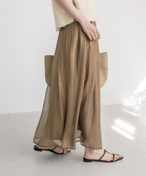 RIVE DROITE（リヴドロワ）の「手洗い可能/シアーグロッシースカート（スカート・レディース・カーキ/モカ/ベージュ・FREE）」の11枚目の写真