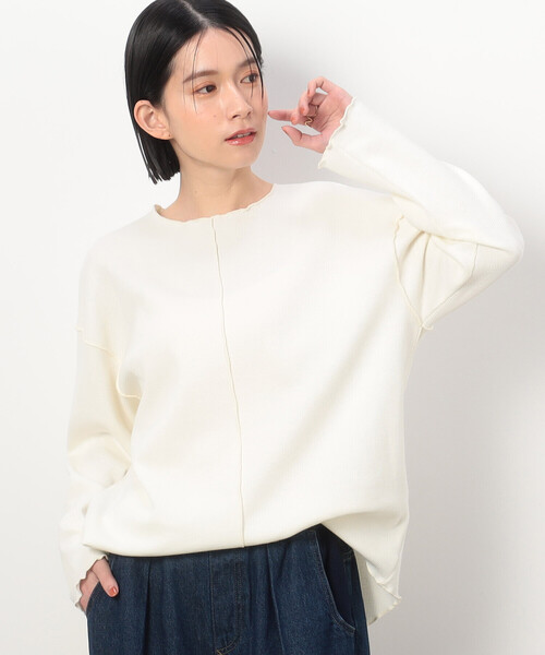 ONIGIRI(オニギリ)の「ワッフルメロウ長袖Tシャツ(Tシャツ/カットソー・レディース・オレンジ/ネイビー/ホワイト・FREE)」の2枚目の写真