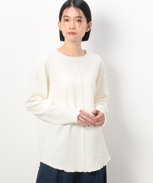 ONIGIRI(オニギリ)の「ワッフルメロウ長袖Tシャツ(Tシャツ/カットソー・レディース・オレンジ/ネイビー/ホワイト・FREE)」の14枚目の写真