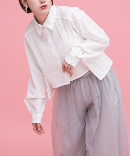 KBF（ケイビーエフ）の「サイドBIGポケットクロップドシャツ（シャツ/ブラウス・レディース・ブルー/オフホワイト/ベージュ系その他・ONE）」の7枚目の写真